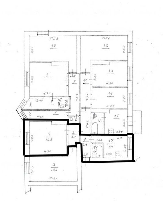 Уютная комната 16 м. в коммуне  Кухня и с/у на двоих