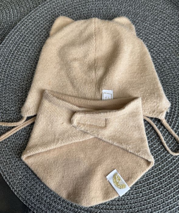 Шапка з вушками і снуд шарф демісезонні 3-6 місяців 42-44 см