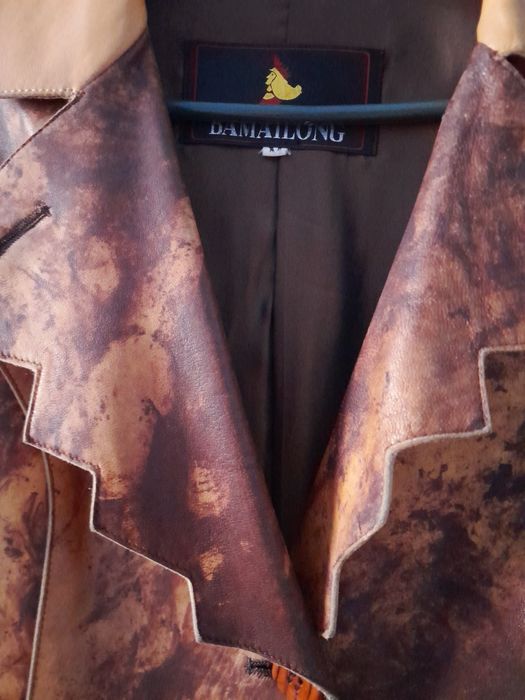 Кожаний натуральний плащ