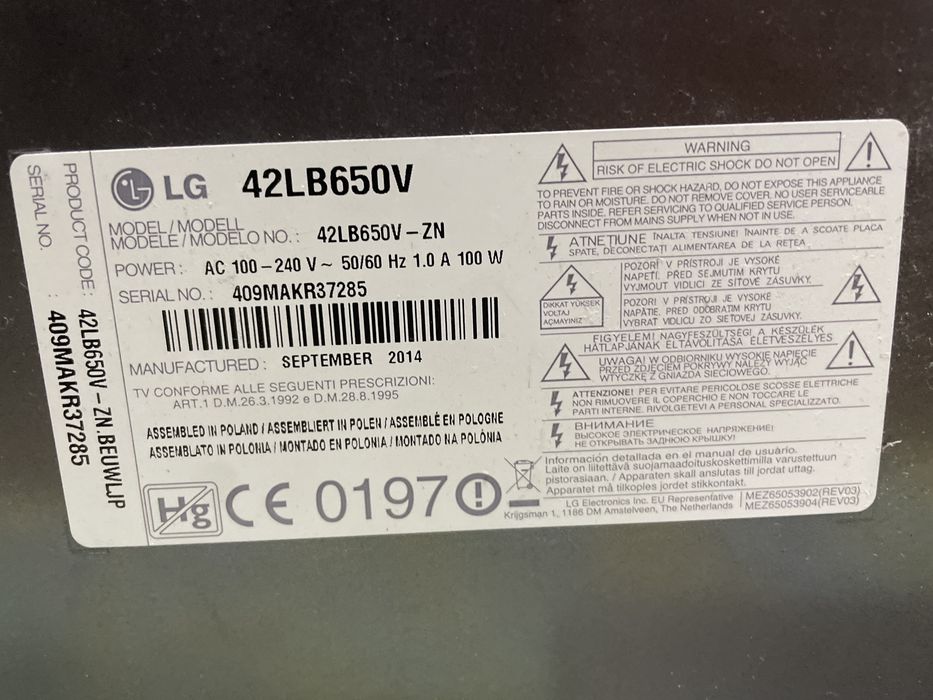 Smart TV LG 3D 42”