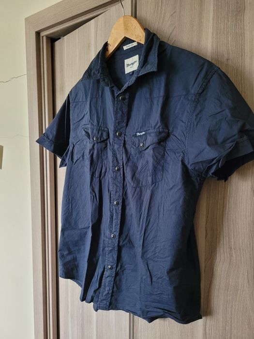 Koszula męska Wrangler bawełna granatowa S