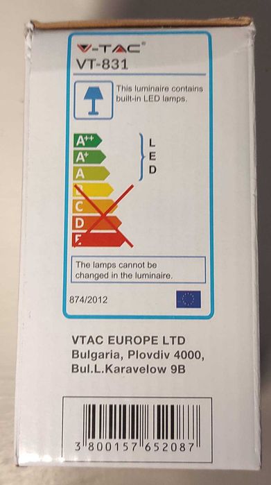 2x Lampa ścienna zewnętrzna LED okrągła, czarna | V-TAC | 550LM 3000K