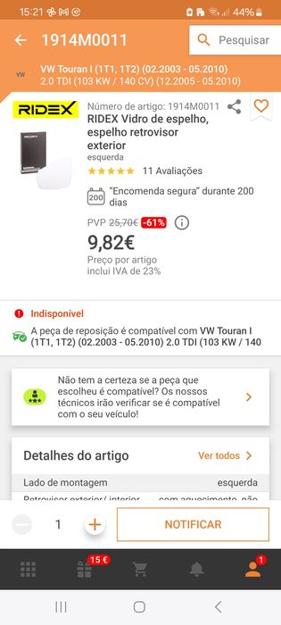 Espelho retrovisor lado esquerdo