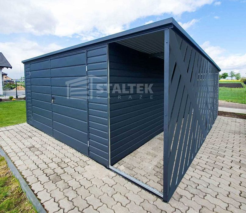 Domek Ogrodowy 4x4m Wiata Panele Verona Brama Dach Spad w tył  ST181