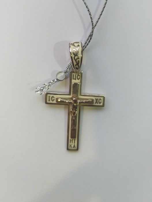 Хрестик срібний з емаллю підвісок