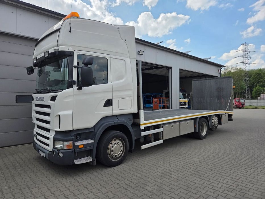 Scania R420 LB6x2-4HNB - Pomoc drogowa hydrauliczne najazdy samochód specjalny po przewozu maszyn budowlanych podnośników koszowych zwyżek pojazdów i innych BEKO THORRY ZANNER  Pomoc drogowa Hydrauliczn najazd BEKO do przewozu maszyn podnośników