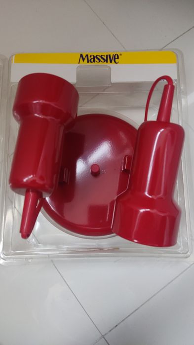 Candeeiro de teto com 2 Focos vermelho vintage massive made in Belgium