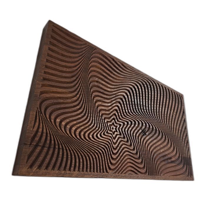 Abstrakcyjna dekoracja z drewna 3D 53 × 31 cm – hipnotyczny wzór