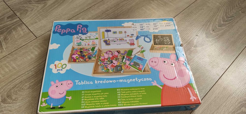 Układanka magnetyczna tablica kredowo-magnetyczna Świnka Peppa magnesy