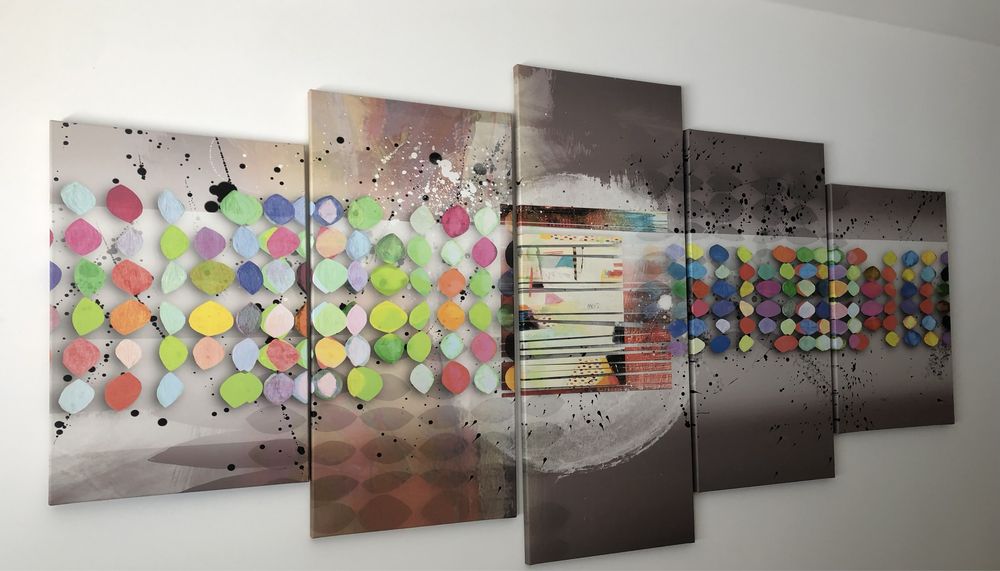 Quadro 5 peças - Pintura em tela