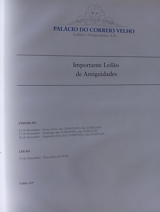 Livro Catálogo de Leilão - Palacio do Correio Velho ( Lisboa, 2006)