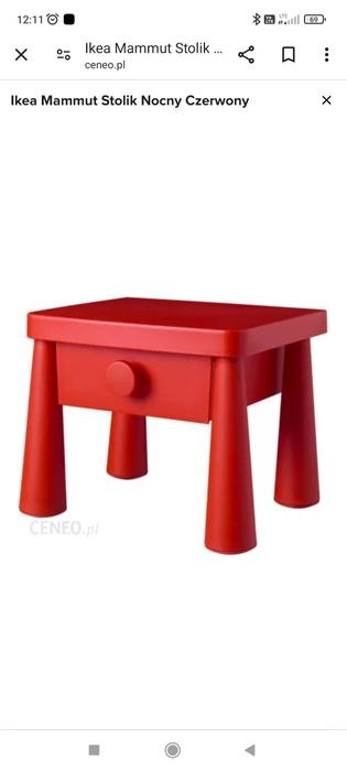 Stolik nocny stoliczek IKEA Mamut czerwony