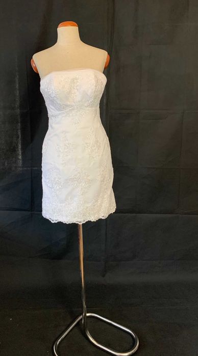 Nowa Krótka suknia ślubna Mini 38 M Gorset na Poprawiny Cywilny Sesję