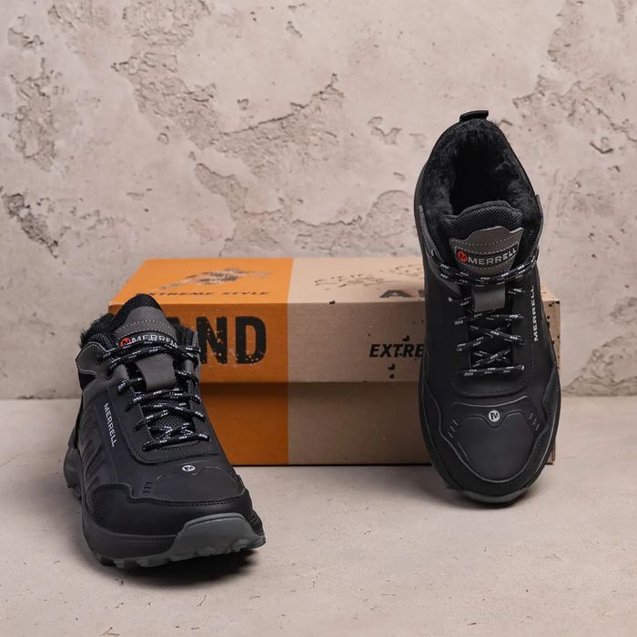 Черные зимние кроссовки Merrell кожаные ботинки