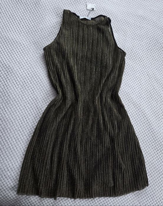 Nowa sukienka koktajlowa bez rękawów świecąca nitka mieniaca się 38