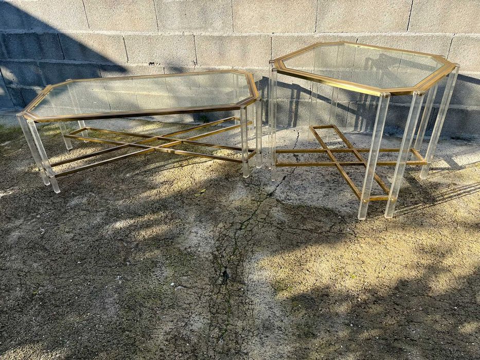 Conjunto de mesas em vidro