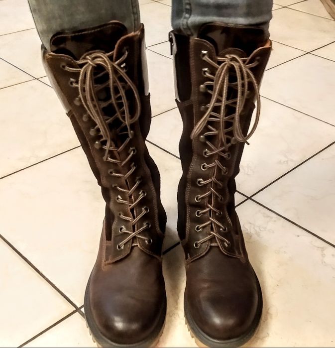 Buty damskie oficerki kozaki rozm. 38 skórzane