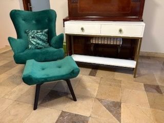 Fotel jak Uszak zestaw z podnóżkiem+poduszka - dostawa gratis