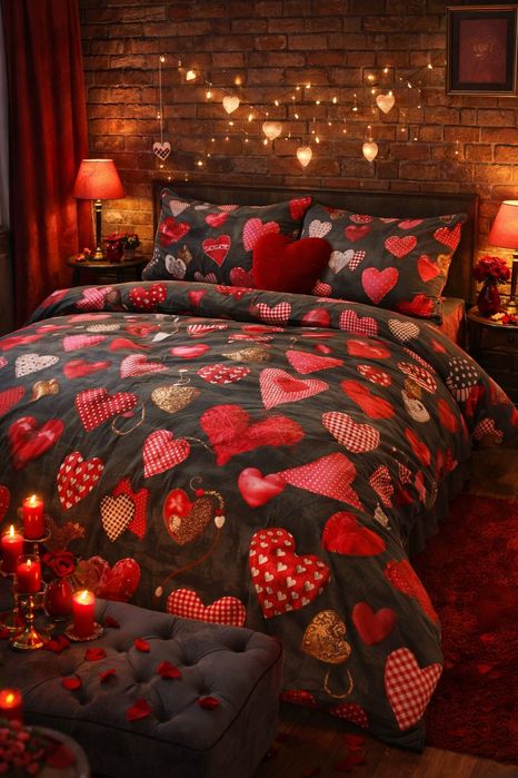 Wyjątkowa walentynkowa pościel bawełniana 160x200 plus dwie pod. 70x80