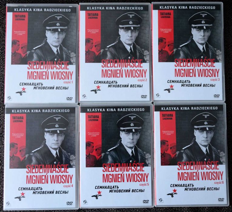 Siedemnaście mgnień wiosny – radziecki serial – 12 odcinków na 6 płytach DVD.