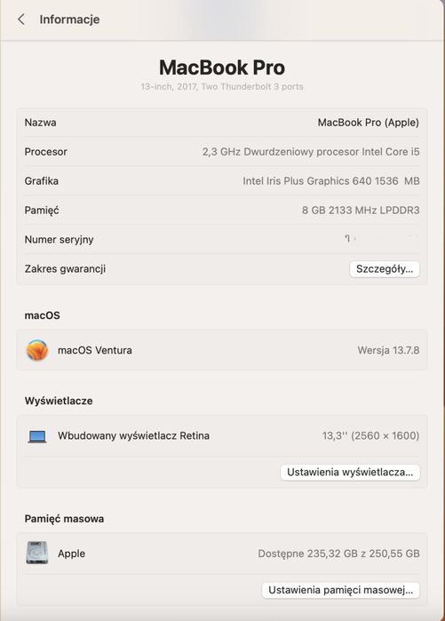 MacBook Pro 13 cali