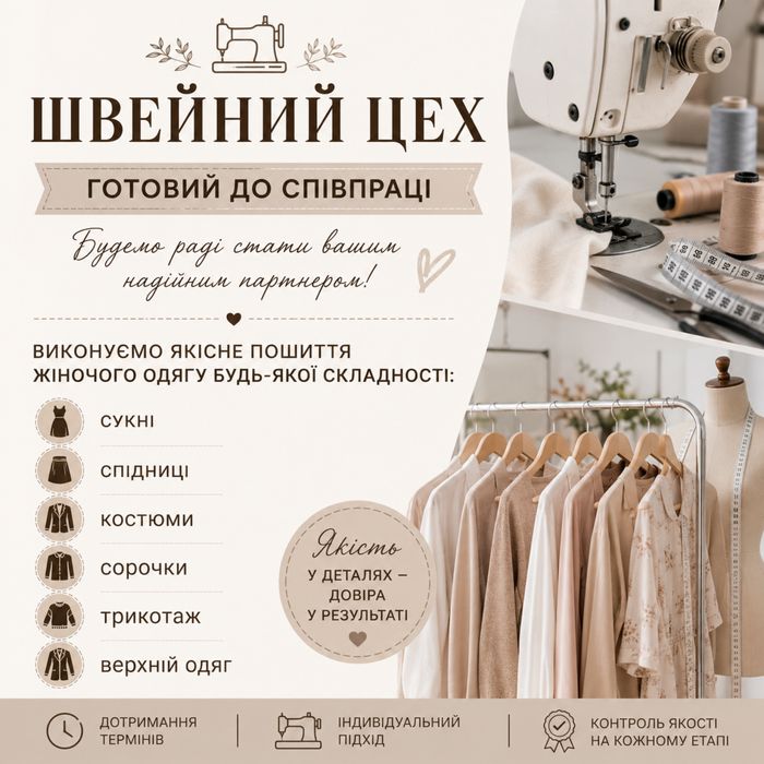 Швейний цех візьме замовлення
