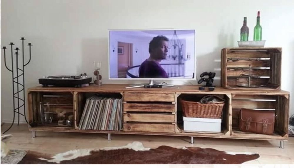 Drewniana skrzynka / regał handmade – rustykalny styl, naturalne drewn