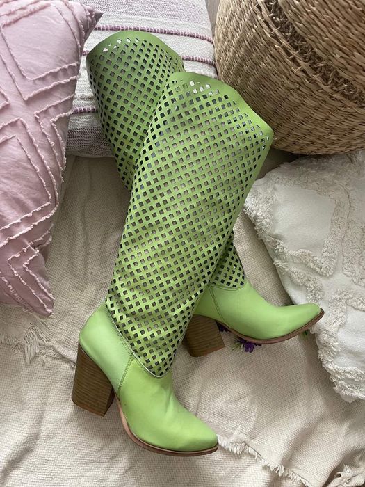 Eleganckie kozaki ażurowe naturalna skóra kolory