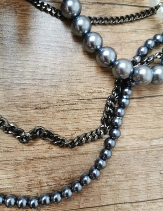 Naszyjnik kolor srebrny perełki