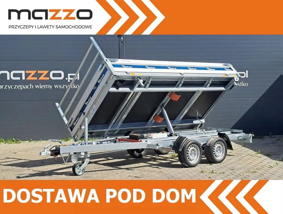 Debon Przyczepa wywrotka 360x180x35 cm DMC3500kg POMPA ELEKTRYCZNA, WYWROT NA 3 STRONY! Solidna i wytrzymała  Przyczepa wywrotka 360x180x35 cm DMC 3500kg POMPA ELEKTRYCZNA, WYWROT