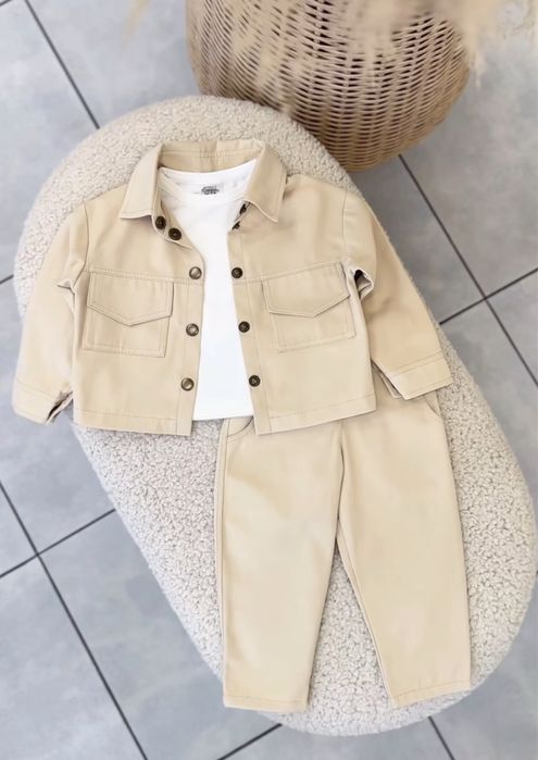Джинсовий бежевий костюм від chepura_textile/святковий костюм/костюм на рочок