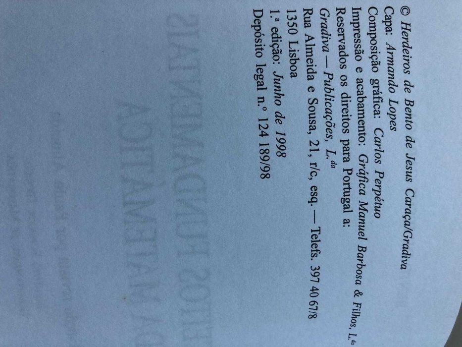 Livro "Conceitos Fundamentais da Matemática" – Bento de Jesus Caraça (Gradiva)