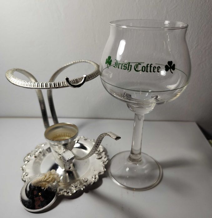 Copo para Irish Coffee c/ suporte metal casquinha