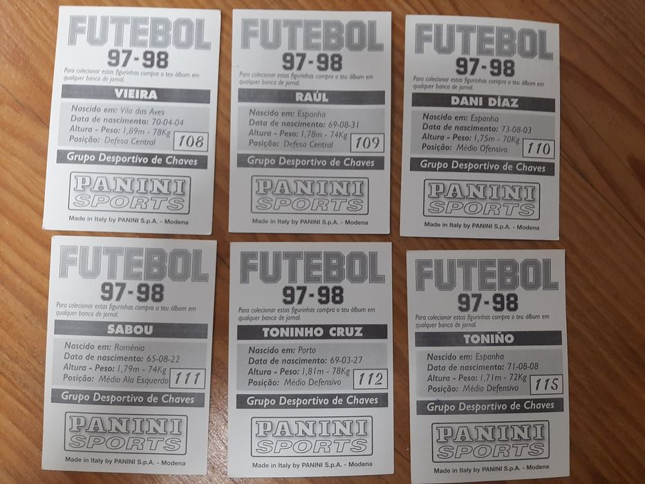 6 cromos, época 97-98, Grupo Desportivo de Chaves