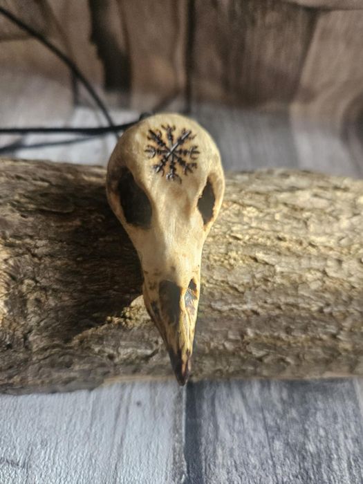 Wisior słowiański czaszka kruka Vegvisir kompas wikingów duży prezent