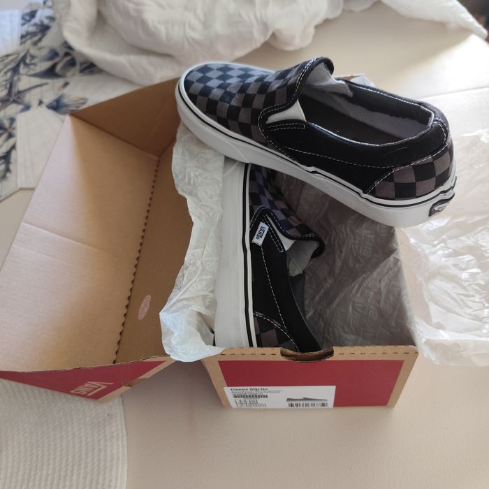 Par de sapatos VANS Classic Slip-On Black Checkerboard