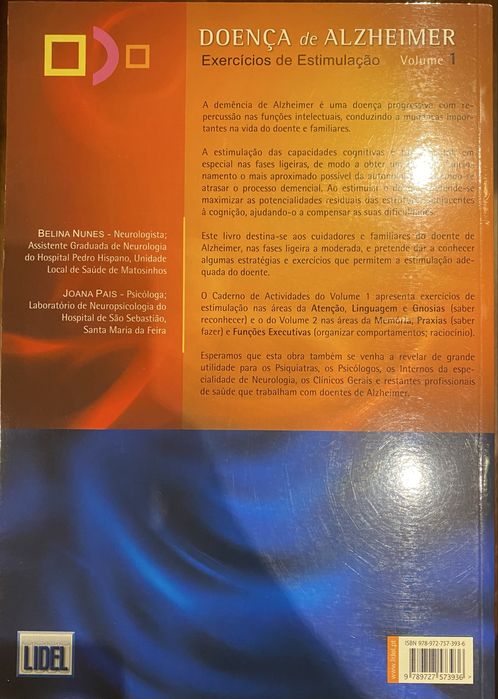 Livro “Doença de Alzheimer - Exercícios de Estimulação - Volume 1”