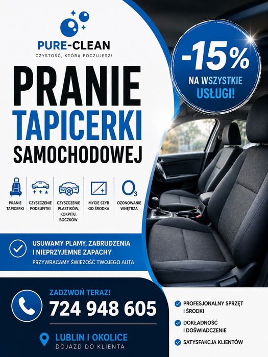 Pranie Tapicerki Samochodowej -15% | Usuwanie Plam, Sierści i Zapachów