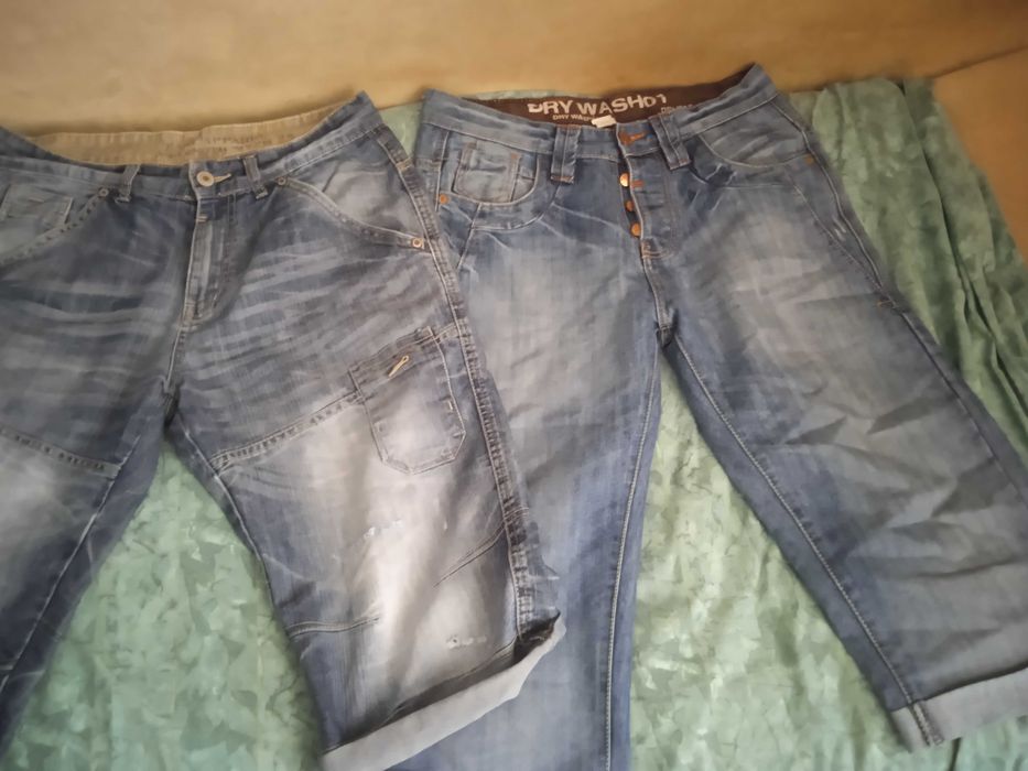 3 pary spodenki męskie jeans pas ok 80