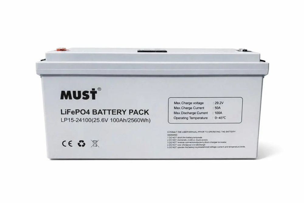 Літієвий акумулятор 100 Аг 24 В MUST LiFePO4 LP1500-24100