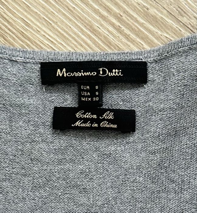 Massimo Dutti szary sweterek jedwab bawełna łaty