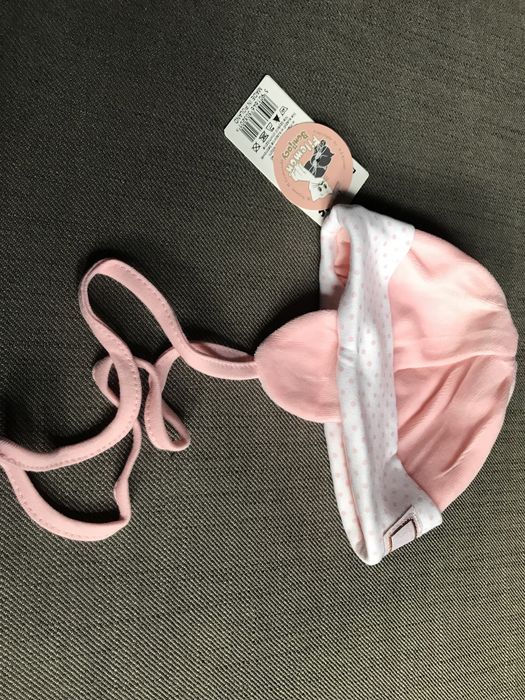 Czapeczka niemowlęca 38-40 cm wiązana na uszy nowa Barbaras różowa