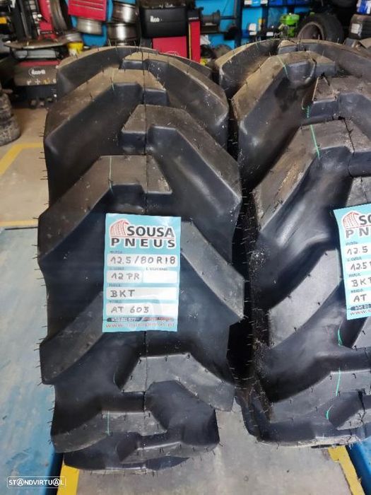 2 pneus novos 12.5/80r18 bkt rectroescavadora - oferta dos portes