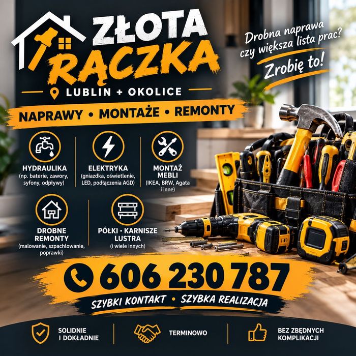 Złota rączka Lublin | Hydraulik | Elektryk | Montaż mebli I Malowanie I Naprawy I Wymiana I