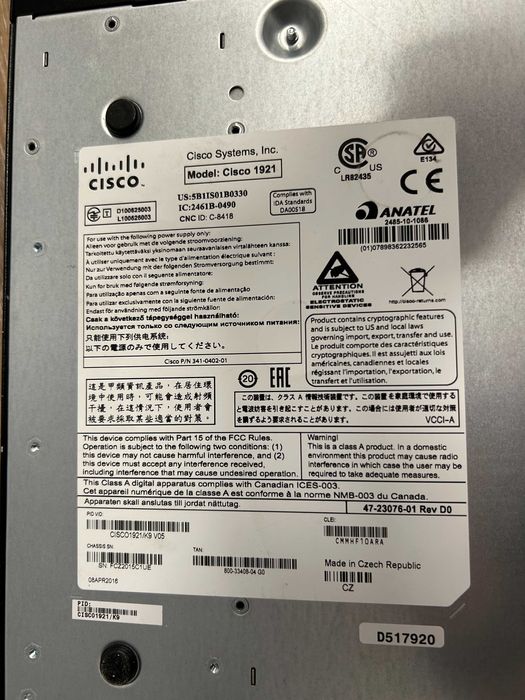 Cisco 1921 Router64585249830915122