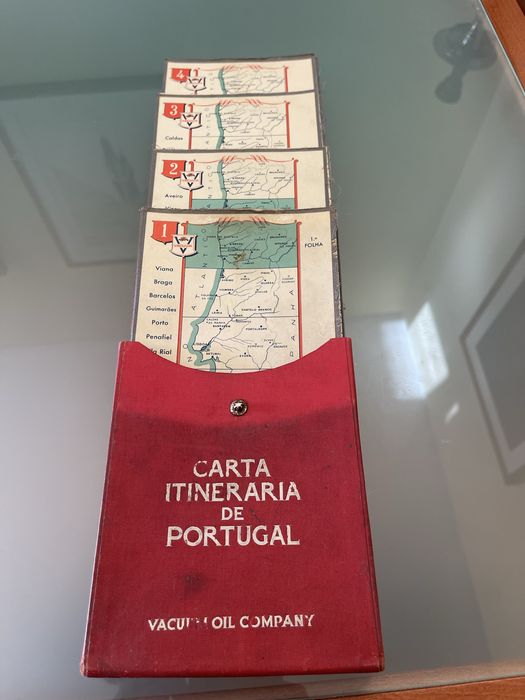 Antiga Carta Itinerária de Portugal 1937 - Vacuum Oil Company