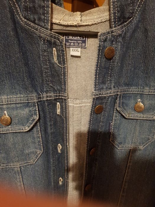 Płaszcz jeansowy "xxxl" z kapturem