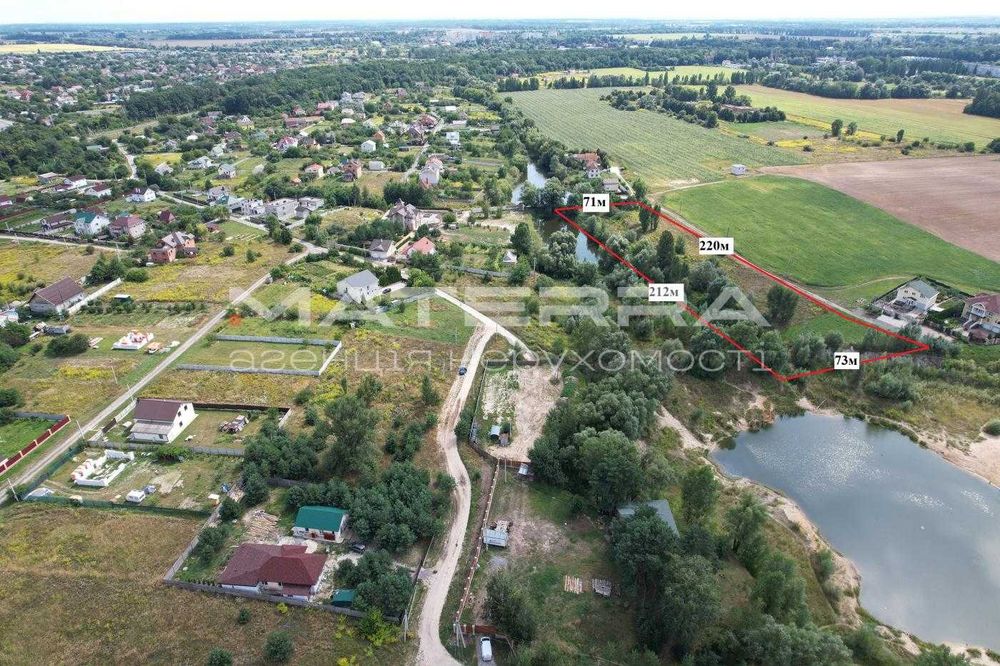 Глеваха - Малютянка Продаж земельної ділянки 1,5 Га з ВИХОДОМ до ОЗЕРА