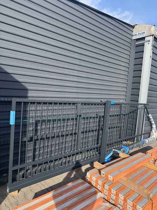 BRAMA Ogrodzeniowa PRZESUWNA z pręta 1,35m x 4m GRAFIT - PROMOCJA