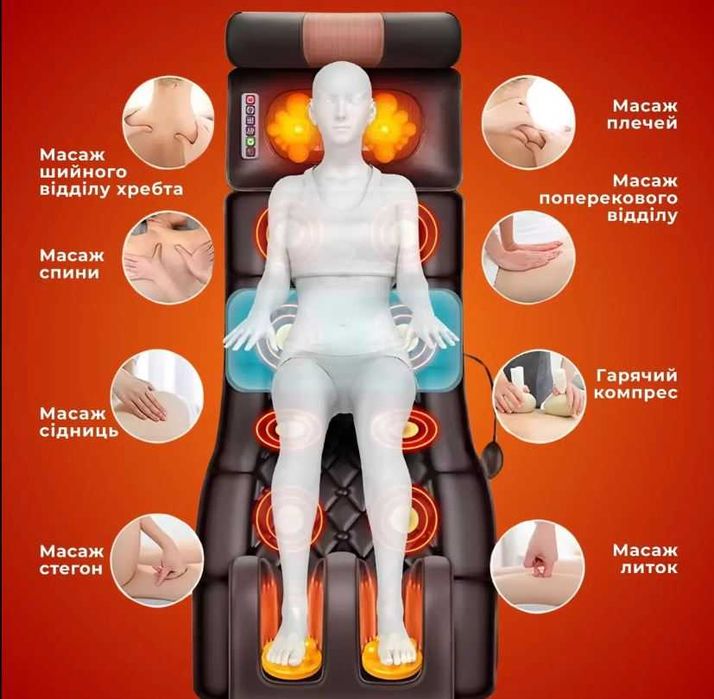 Масажний матрац масаж для тіла спини ніг шиї плечей масажер на подарок